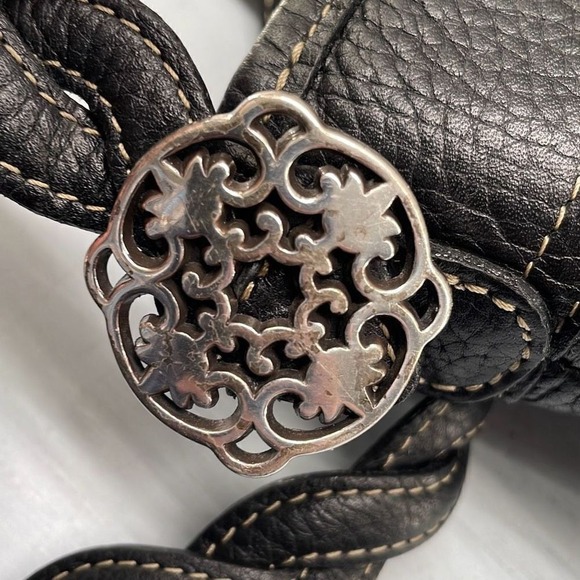 Brighton Shoulder Bag Large Black Ziptop‎ Hobo Pockets Pebble Hobo Braided Strap - Picture 8 of 9